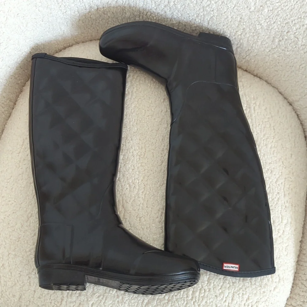 Hunter Black Women's Sandhurst Savoy Riding Rain Boot Quilted Black - Picture 5 of 9